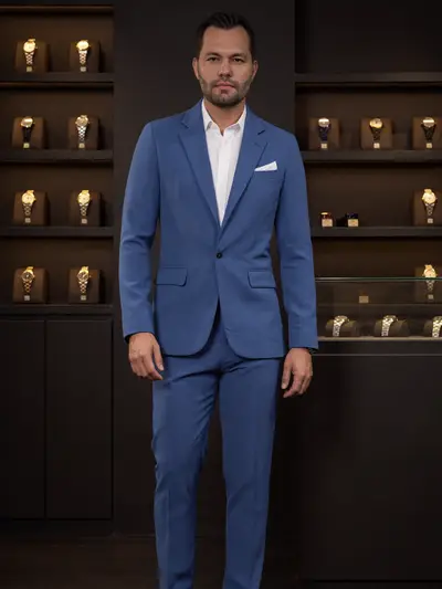 Traje Lino Liviano Azul Cobalto