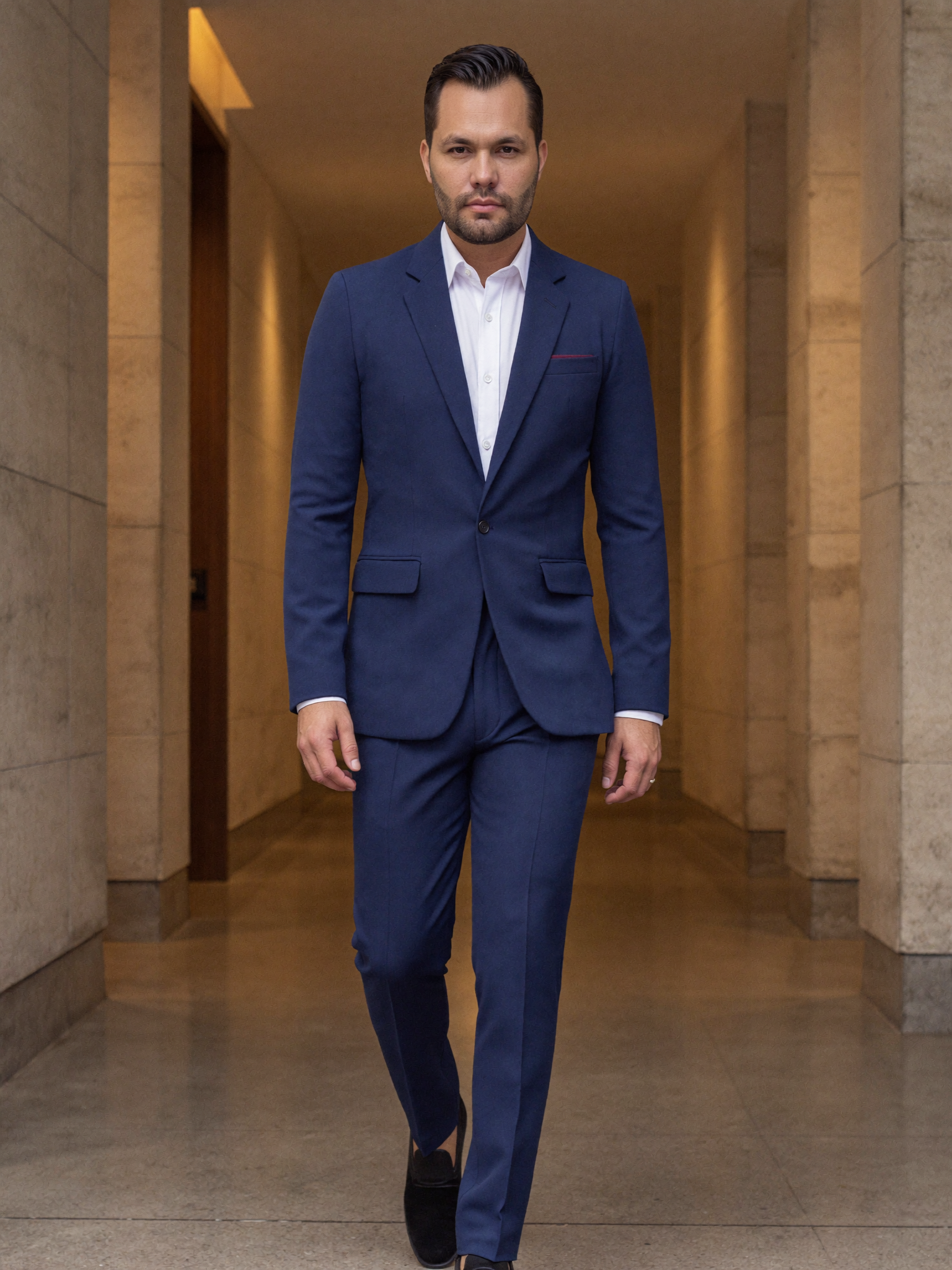 Traje Lino Liviano Azul Oscuro