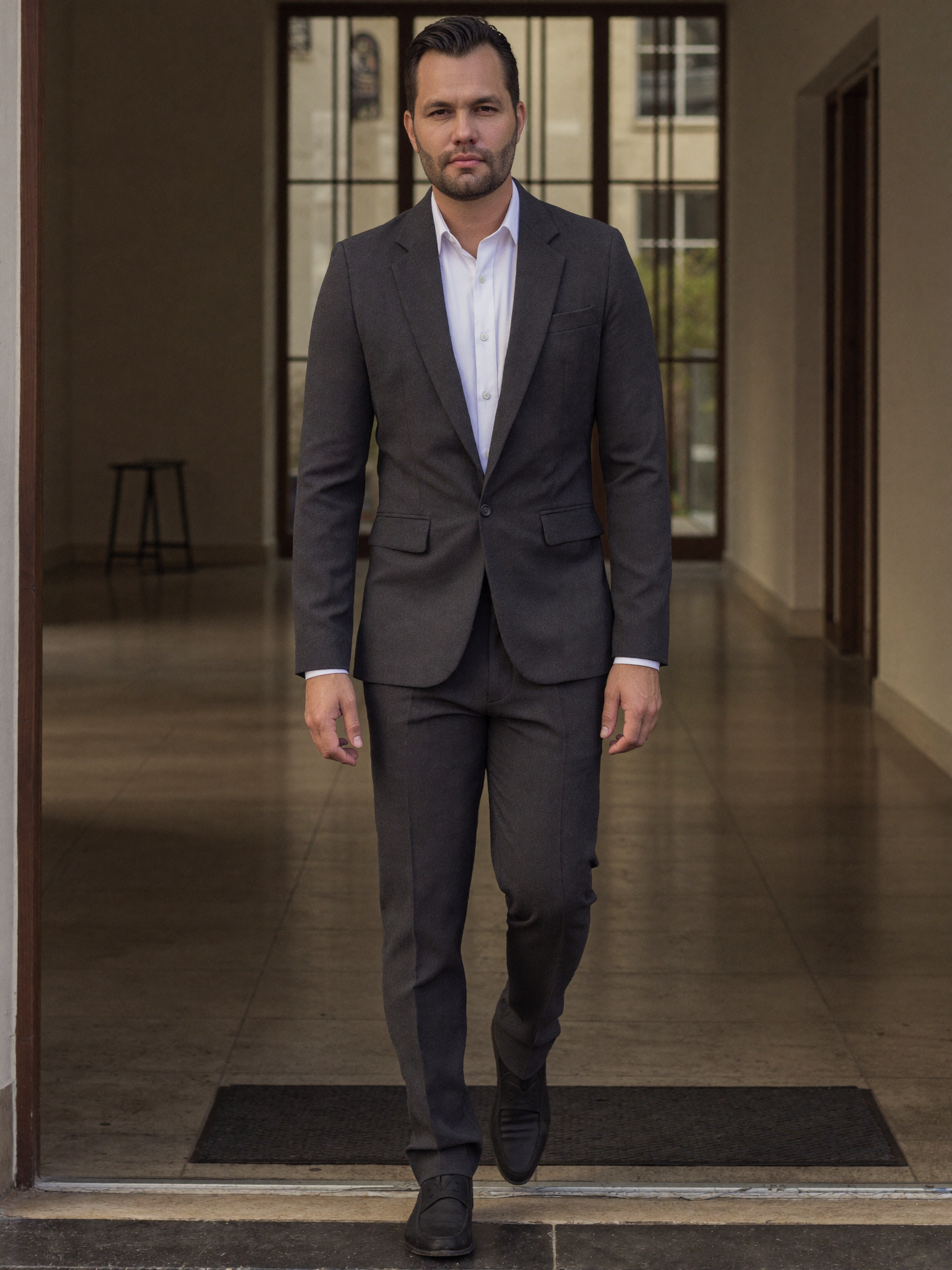 Traje Lino Liviano Gris Oscuro