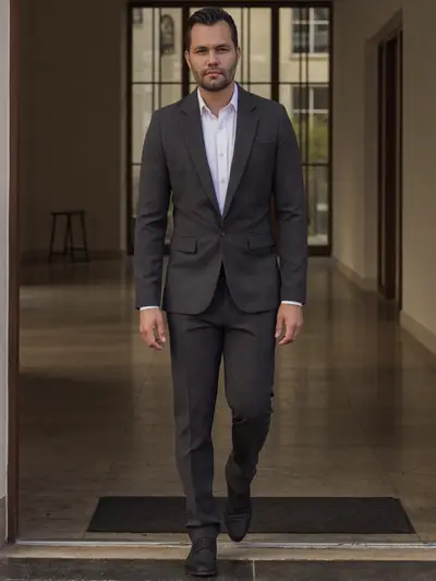 Traje Lino Liviano Gris Oscuro