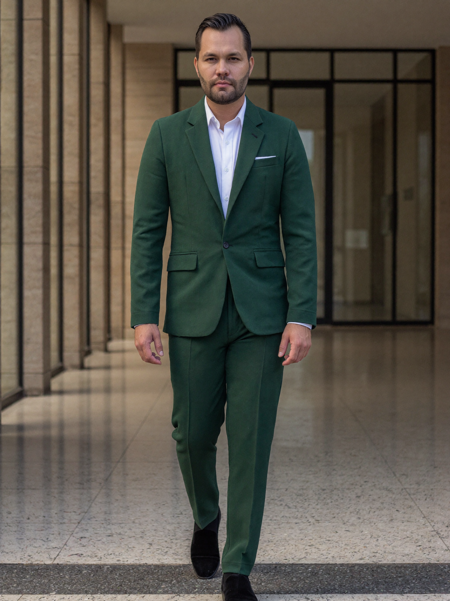 Traje Lino Liviano Verde Oscuro