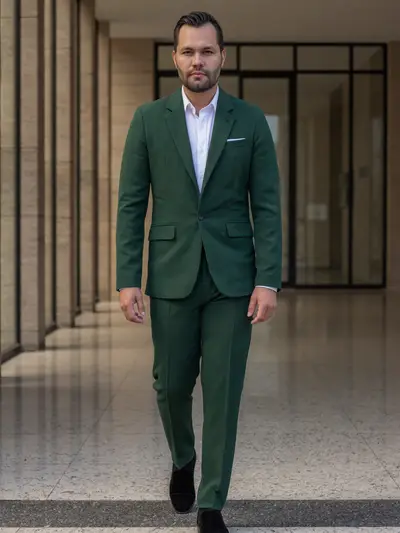 Traje Lino Liviano Verde Oscuro
