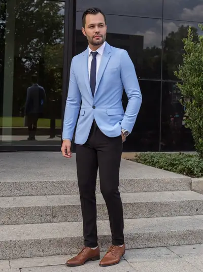 Traje Combinado Azul Celeste + Navy