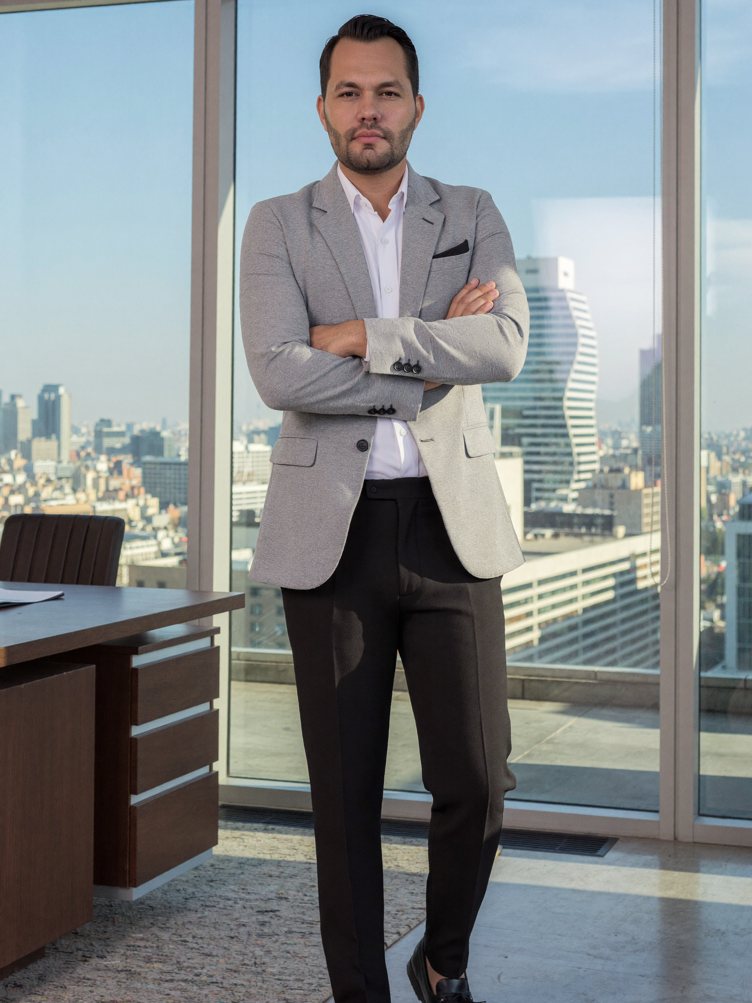 Traje Combinado Gris Claro + Negro